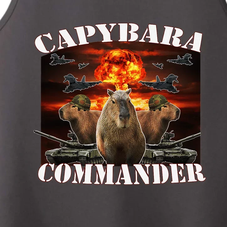 Capybara Commander Funny Capybara Warrior Performance Tank