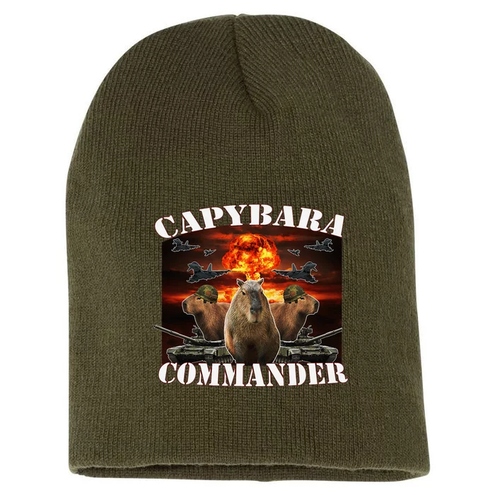 Capybara Commander Funny Capybara Warrior Short Acrylic Beanie