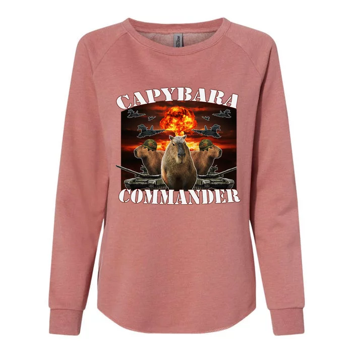 Capybara Commander Funny Capybara Warrior Womens California Wash Sweatshirt