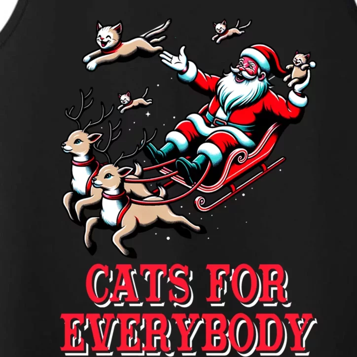 Christmas Cat Funny Cats For Everybody Santa Reindeer Cart Gift Performance Tank