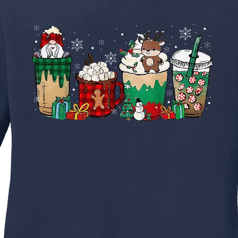 Christmas Coffee Funny Sweets Winter Cozy Xmas Coffee Lovers Ladies Long Sleeve Shirt