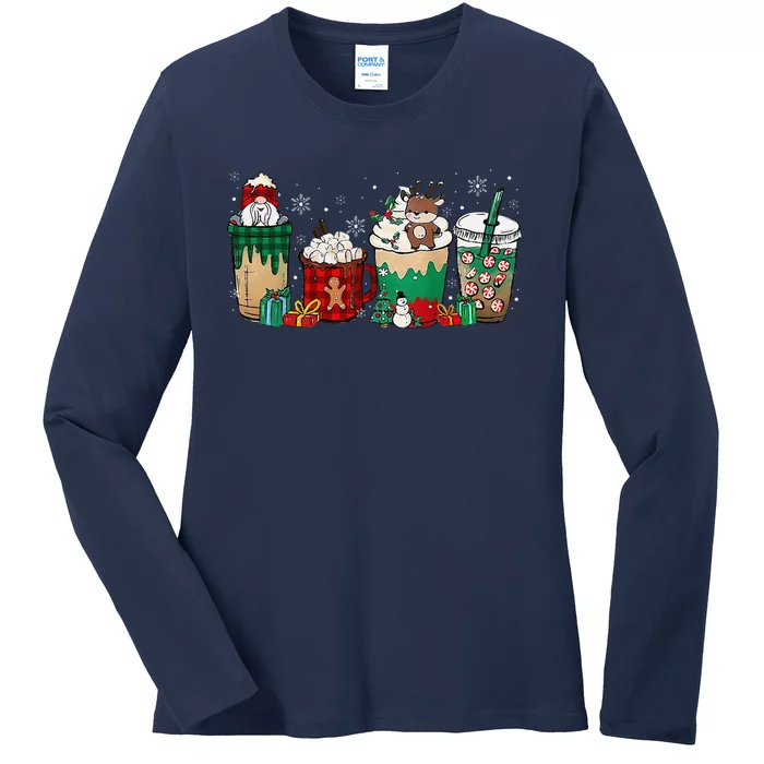 Christmas Coffee Funny Sweets Winter Cozy Xmas Coffee Lovers Ladies Long Sleeve Shirt