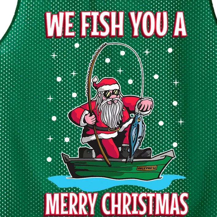 Christmas Costume Fisherman Fishing Funny Cool Santa Claus Mesh Reversible Basketball Jersey Tank