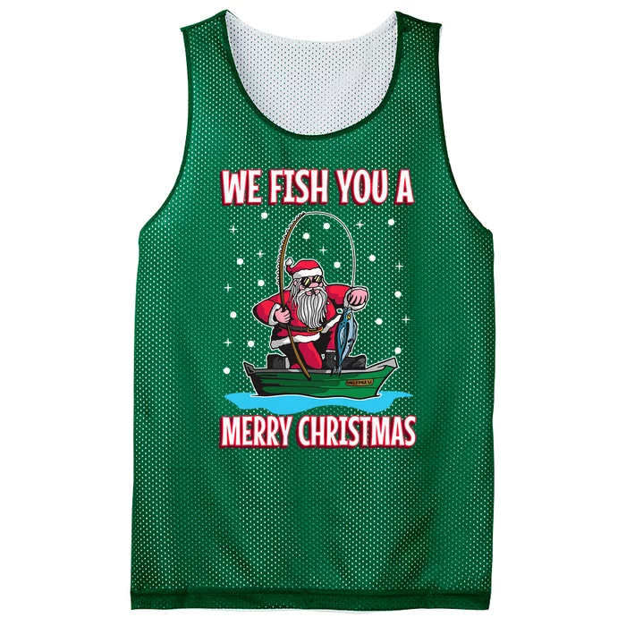 Christmas Costume Fisherman Fishing Funny Cool Santa Claus Mesh Reversible Basketball Jersey Tank