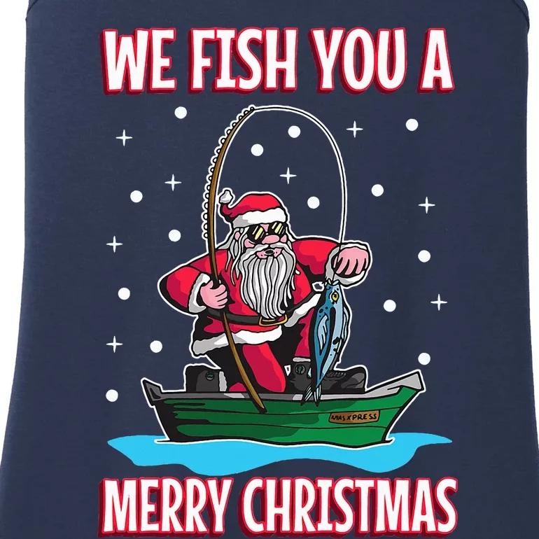 Christmas Costume Fisherman Fishing Funny Cool Santa Claus Ladies Essential Tank