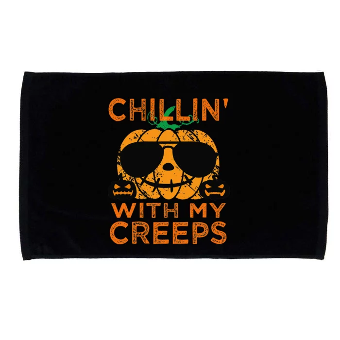 Chillin Creeps Funny Halloween Pumpkin Costume Microfiber Hand Towel