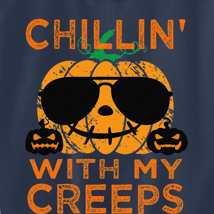 Chillin Creeps Funny Halloween Pumpkin Costume Kids Sweatshirt