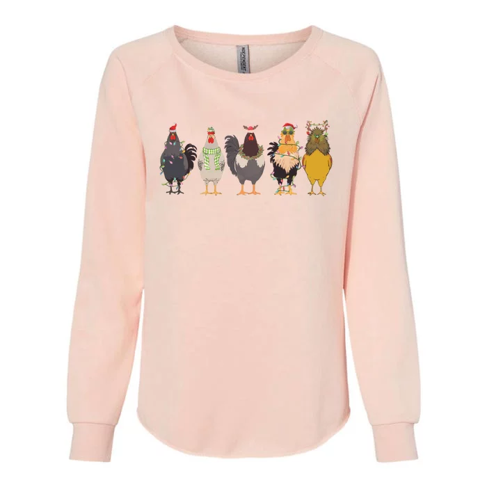 Christmas Chicken Farm Animal Christmas Funny Chicken Lover Womens California Wash Sweatshirt