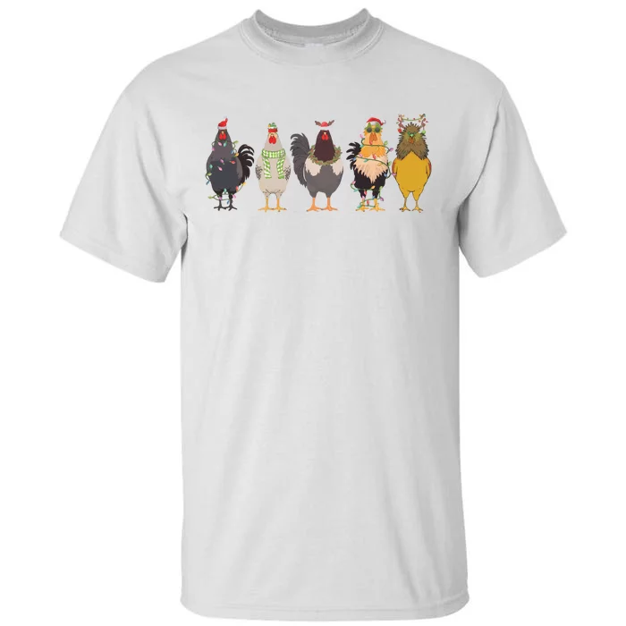 Christmas Chicken Farm Animal Christmas Funny Chicken Lover Tall T-Shirt