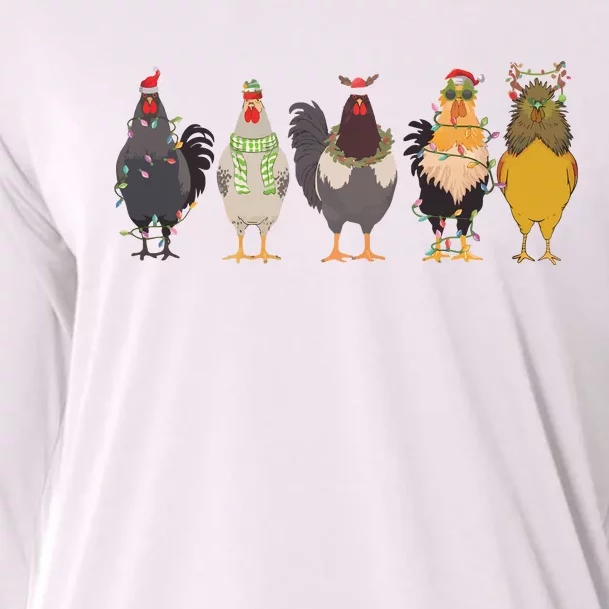 Christmas Chicken Farm Animal Christmas Funny Chicken Lover Cooling Performance Long Sleeve Crew