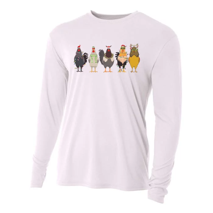 Christmas Chicken Farm Animal Christmas Funny Chicken Lover Cooling Performance Long Sleeve Crew