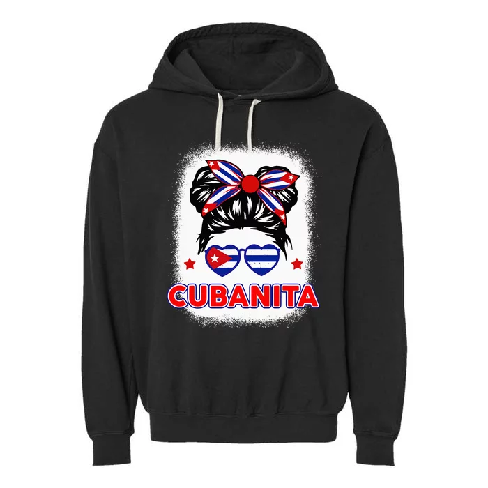 Cubanita Cuba Flag Cuban Girl Hispanic Heritage Garment-Dyed Fleece Hoodie