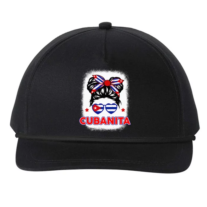 Cubanita Cuba Flag Cuban Girl Hispanic Heritage Snapback Five-Panel Rope Hat