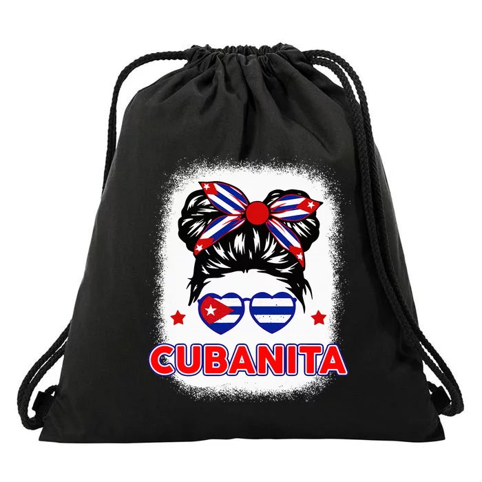 Cubanita Cuba Flag Cuban Girl Hispanic Heritage Drawstring Bag