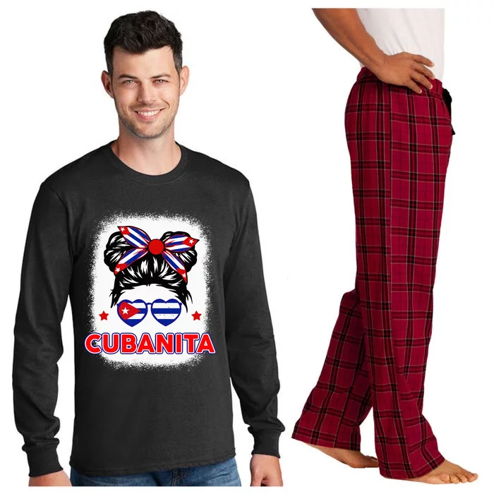 Cubanita Cuba Flag Cuban Girl Hispanic Heritage Long Sleeve Pajama Set