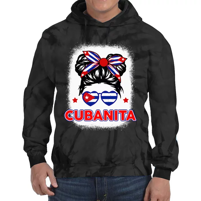 Cubanita Cuba Flag Cuban Girl Hispanic Heritage Tie Dye Hoodie