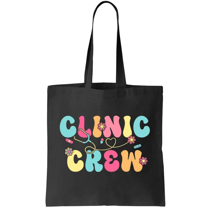 Clinic Crew For School Nurse Groovy Tote Bag