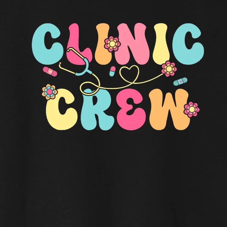 Clinic Crew For School Nurse Groovy Women's Crop Top Tee