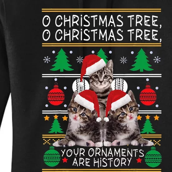 Cats Christmas Funny Ornaments Pajama Family Gift Women's Pullover Hoodie