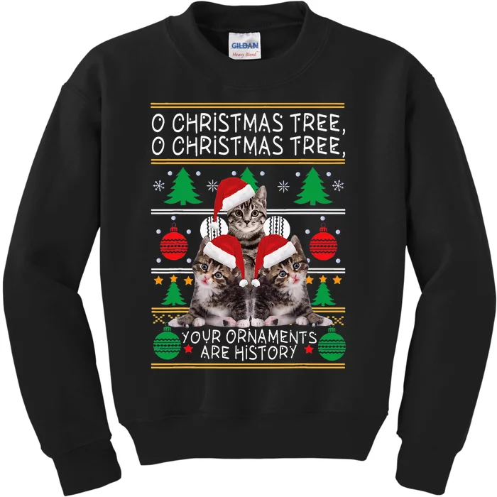 Cats Christmas Funny Ornaments Pajama Family Gift Kids Sweatshirt