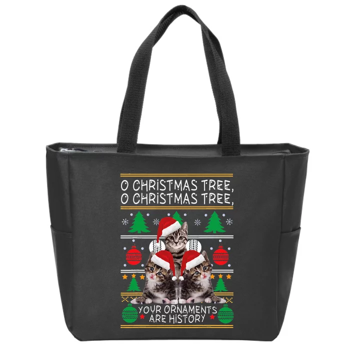 Cats Christmas Funny Ornaments Pajama Family Gift Zip Tote Bag