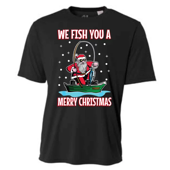 Christmas Costume Fisherman Fishing Funny Cool Santa Claus Cooling Performance Crew T-Shirt