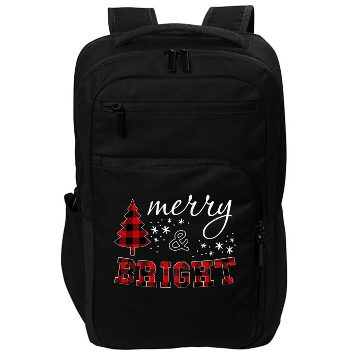 Christmas Cute For Red Plaid Merry And Bright Letter Hoodie Impact Tech Backpack