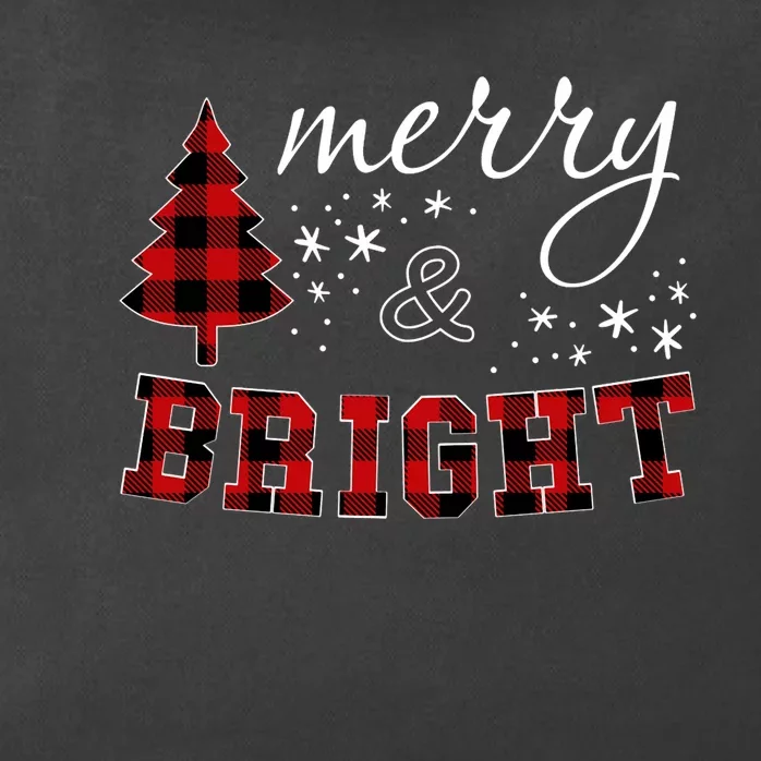 Christmas Cute For Red Plaid Merry And Bright Letter Hoodie Zip Tote Bag