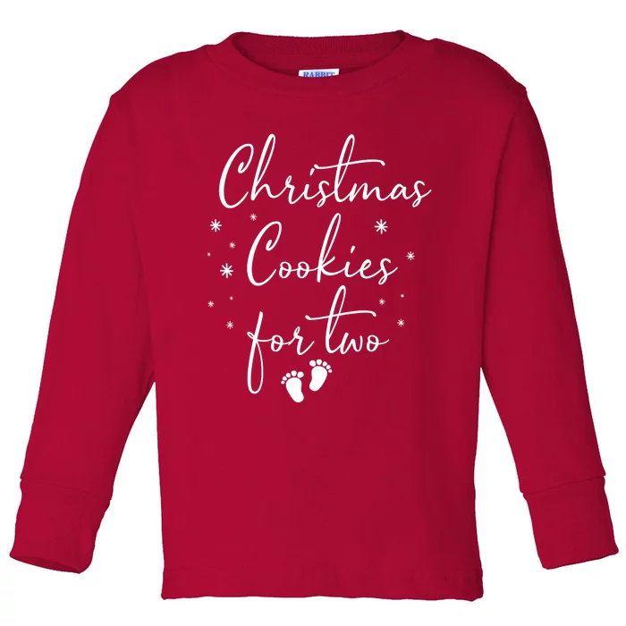 Christmas Cookies For Two Christmas Pregnancy Announcement Toddler Long Sleeve Shirt