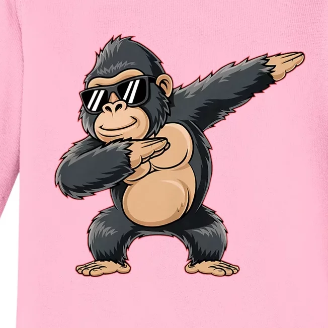 Cool Cartoon Gorilla Dabbing Funny Baby Long Sleeve Bodysuit