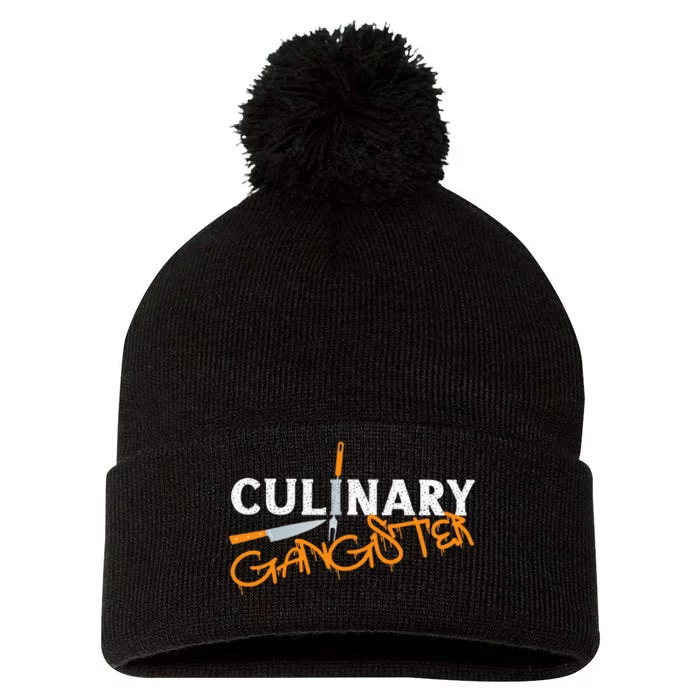 Cooking Cook Gangster Kitchen Chef Culinary Gangster Pom Pom 12in Knit Beanie