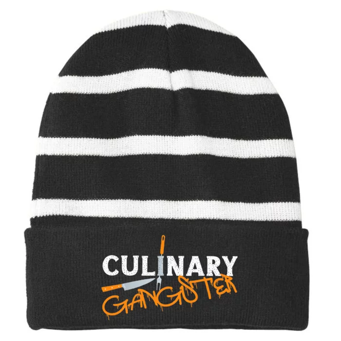 Cooking Cook Gangster Kitchen Chef Culinary Gangster Striped Beanie with Solid Band