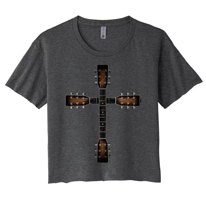 Cool Christian Guitar Cross Cute Musician Guitarist Women's Crop Top Tee