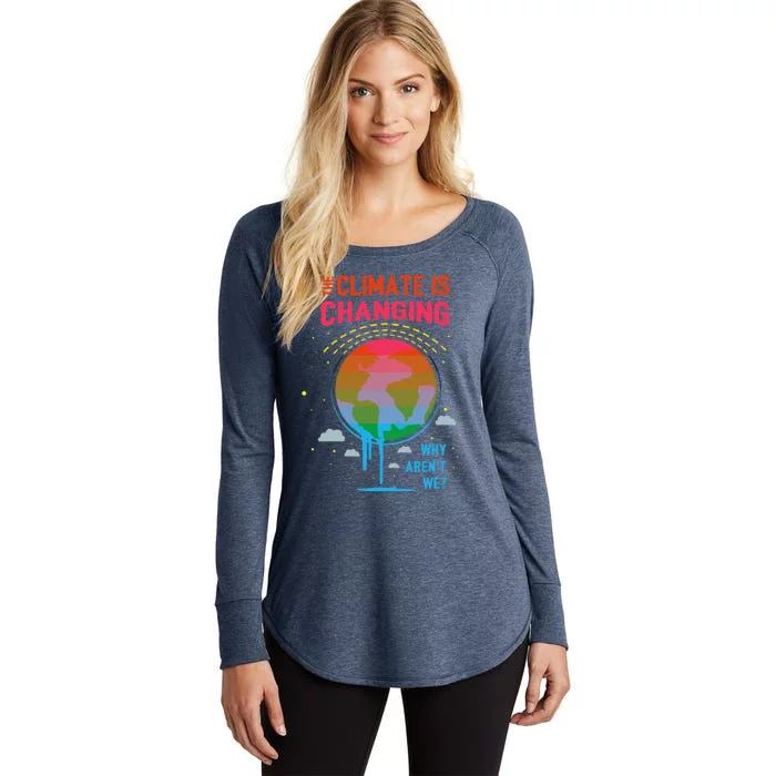 Climate Change Global Warming Awareness Earth Day Gift Women's Perfect Tri Tunic Long Sleeve Shirt