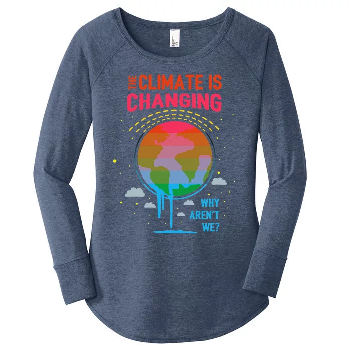 Climate Change Global Warming Awareness Earth Day Gift Women's Perfect Tri Tunic Long Sleeve Shirt