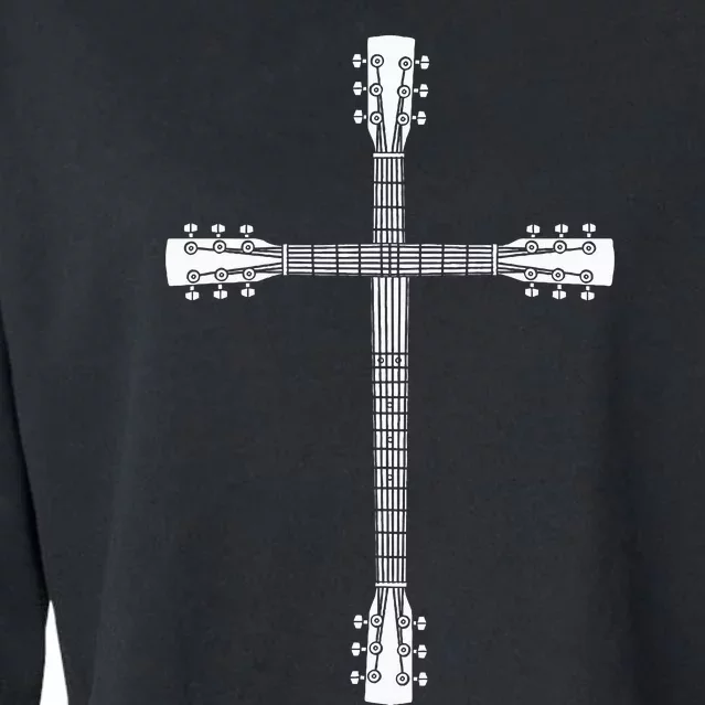 Cool Christian Guitar Cross Funny Musician Guitarist Gift Cropped Pullover Crew