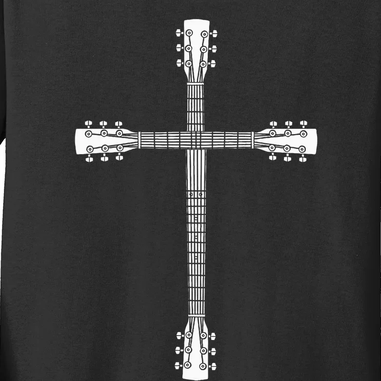 Cool Christian Guitar Cross Funny Musician Guitarist Gift Kids Long Sleeve Shirt