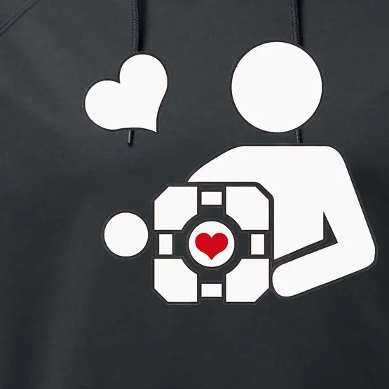 Companion Cube Gaming Portal Nerd Gamer Performance Fleece Hoodie