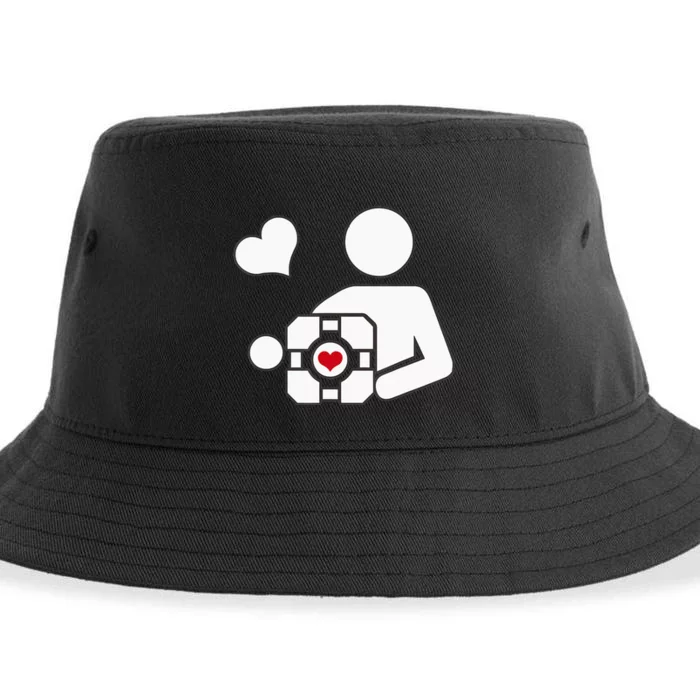 Companion Cube Gaming Portal Nerd Gamer Sustainable Bucket Hat