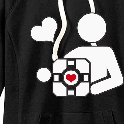 Companion Cube Gaming Portal Nerd Gamer Women's Fleece Hoodie