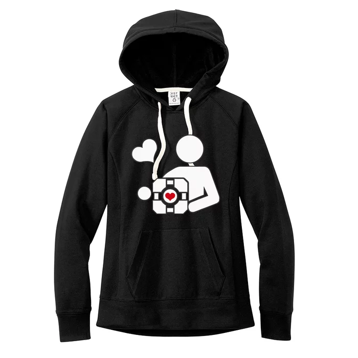 Companion Cube Gaming Portal Nerd Gamer Women's Fleece Hoodie