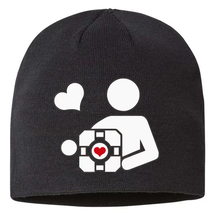 Companion Cube Gaming Portal Nerd Gamer 8 1/2in Sustainable Knit Beanie