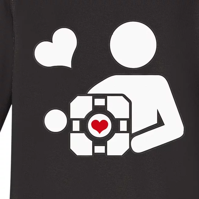 Companion Cube Gaming Portal Nerd Gamer Baby Long Sleeve Bodysuit