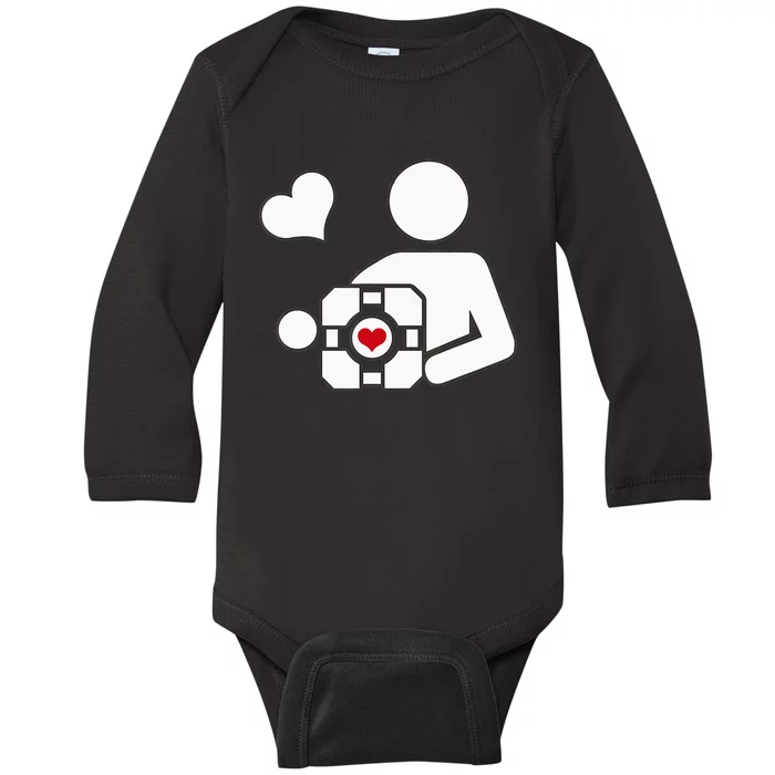 Companion Cube Gaming Portal Nerd Gamer Baby Long Sleeve Bodysuit