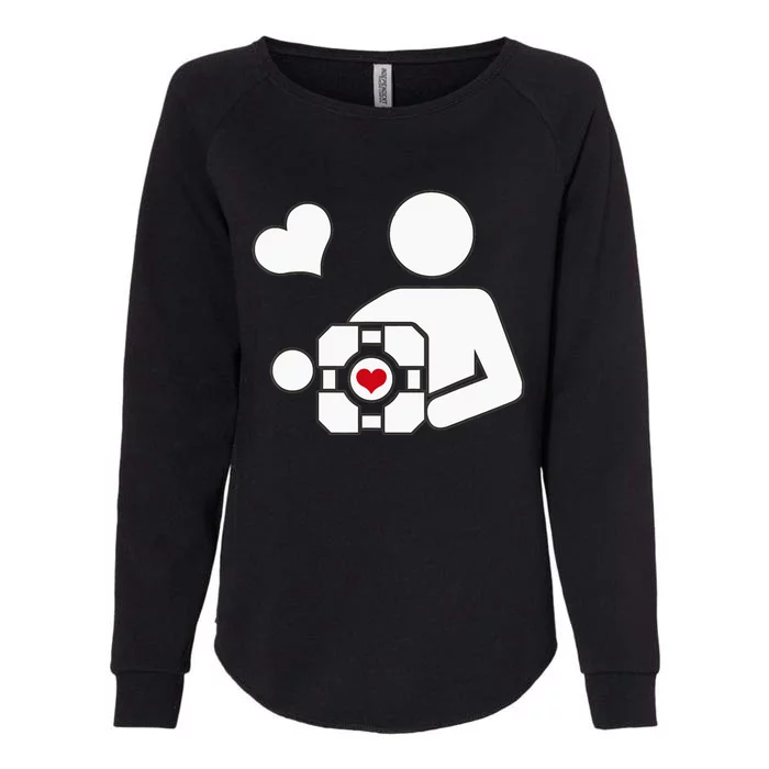 Companion Cube Gaming Portal Nerd Gamer Womens California Wash Sweatshirt