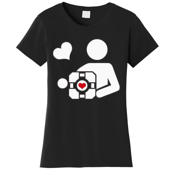 Companion Cube Gaming Portal Nerd Gamer Women's T-Shirt