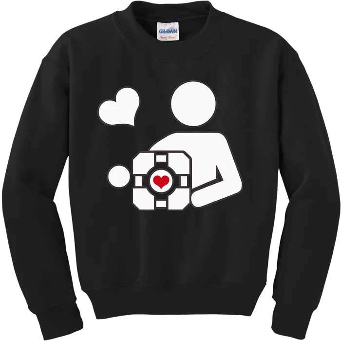 Companion Cube Gaming Portal Nerd Gamer Kids Sweatshirt