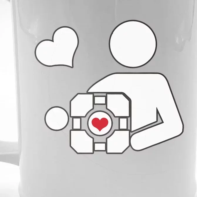 Companion Cube Gaming Portal Nerd Gamer Front & Back Beer Stein