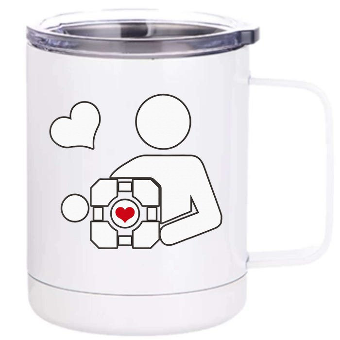 Companion Cube Gaming Portal Nerd Gamer Front & Back 12oz Stainless Steel Tumbler Cup