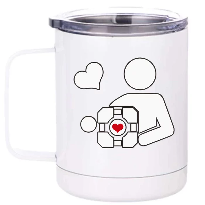 Companion Cube Gaming Portal Nerd Gamer Front & Back 12oz Stainless Steel Tumbler Cup